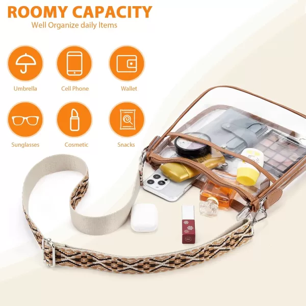 BOSTANTEN Clear Bag for Stadium Events Crossbody Bags Stadium Approved Concert Shoulder Purse with Adjustable Guitar Strap
