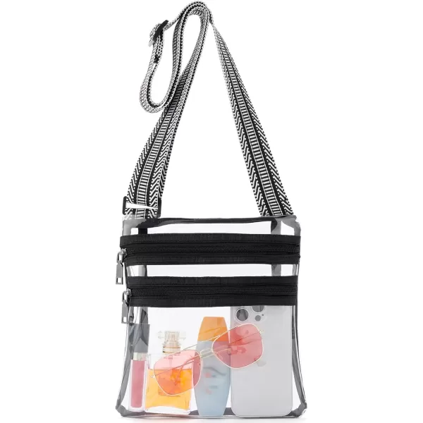 BOSTANTEN Clear Bag for Stadium Events Crossbody Bags Stadium Approved Concert Shoulder Purse with Adjustable Guitar Strap