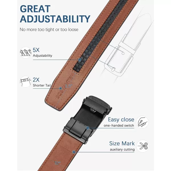 BOSTANTEN Mens Belt Leather 2 Pack Ratchet Belt For Men Dress and Casual with Adjustable Buckle, Trim to Fit