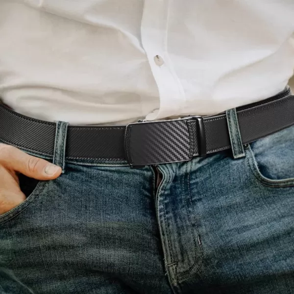 BOSTANTEN Mens Belt Leather 2 Pack Ratchet Belt For Men Dress and Casual with Adjustable Buckle, Trim to Fit