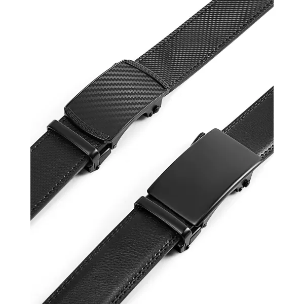 BOSTANTEN Mens Belt Leather 2 Pack Ratchet Belt For Men Dress and Casual with Adjustable Buckle, Trim to Fit