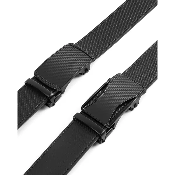 BOSTANTEN Mens Belt Leather 2 Pack Ratchet Belt For Men Dress and Casual with Adjustable Buckle, Trim to Fit