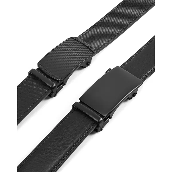 BOSTANTEN Mens Belt Leather 2 Pack Ratchet Belt For Men Dress and Casual with Adjustable Buckle, Trim to Fit