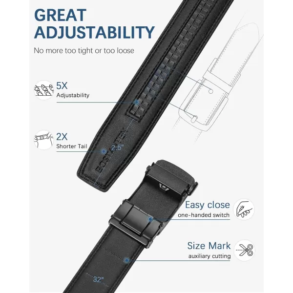 BOSTANTEN Mens Belt Leather 2 Pack Ratchet Belt For Men Dress and Casual with Adjustable Buckle, Trim to Fit