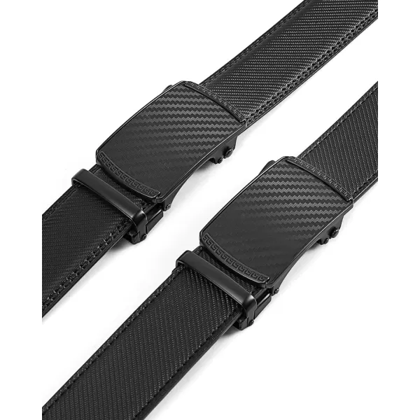 BOSTANTEN Mens Belt Leather 2 Pack Ratchet Belt For Men Dress and Casual with Adjustable Buckle, Trim to Fit