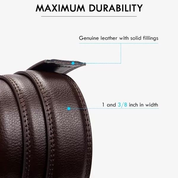 BOSTANTEN Mens Belt Leather 2 Pack Ratchet Belt For Men Dress and Casual with Adjustable Buckle, Trim to Fit