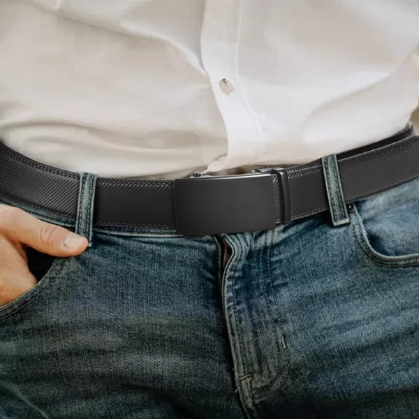 BOSTANTEN Mens Belt Leather 2 Pack Ratchet Belt For Men Dress and Casual with Adjustable Buckle, Trim to Fit