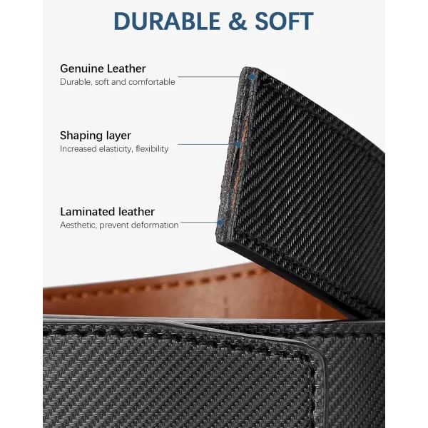 BOSTANTEN Mens Belt Leather 2 Pack Ratchet Belt For Men Dress and Casual with Adjustable Buckle, Trim to Fit