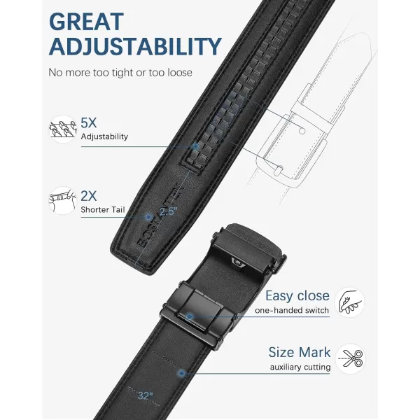 BOSTANTEN Mens Belt Leather 2 Pack Ratchet Belt For Men Dress and Casual with Adjustable Buckle, Trim to Fit