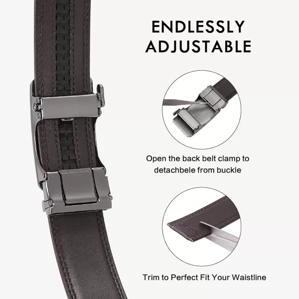 BOSTANTEN Mens Belt Leather 2 Pack Ratchet Belt For Men Dress and Casual with Adjustable Buckle, Trim to Fit