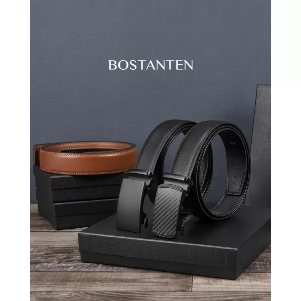 BOSTANTEN Mens Belt Leather 2 Pack Ratchet Belt For Men Dress and Casual with Adjustable Buckle, Trim to Fit
