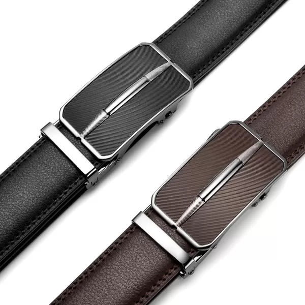 BOSTANTEN Mens Belt Leather 2 Pack Ratchet Belt For Men Dress and Casual with Adjustable Buckle, Trim to Fit