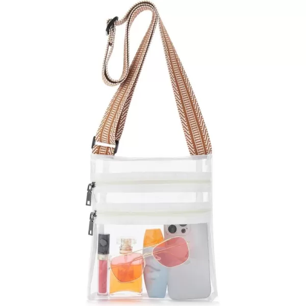 BOSTANTEN Clear Bag for Stadium Events Crossbody Bags Stadium Approved Concert Shoulder Purse with Adjustable Guitar Strap