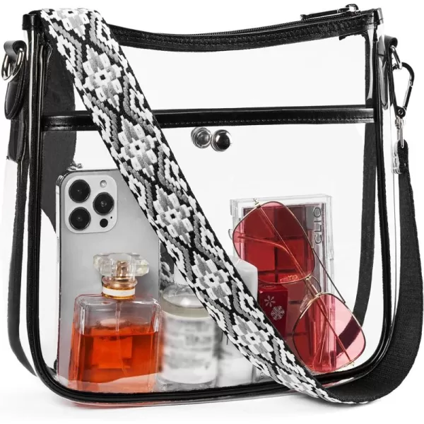 BOSTANTEN Clear Bag for Stadium Events Crossbody Bags Stadium Approved Concert Shoulder Purse with Adjustable Guitar Strap