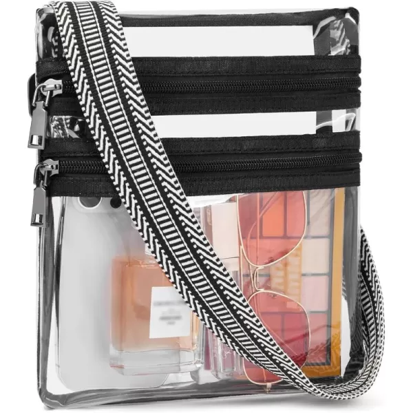 BOSTANTEN Clear Bag for Stadium Events Crossbody Bags Stadium Approved Concert Shoulder Purse with Adjustable Guitar Strap