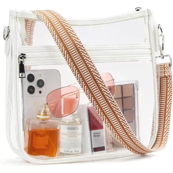 BOSTANTEN Clear Bag for Stadium Events Crossbody Bags Stadium Approved Concert Shoulder Purse with Adjustable Guitar Strap