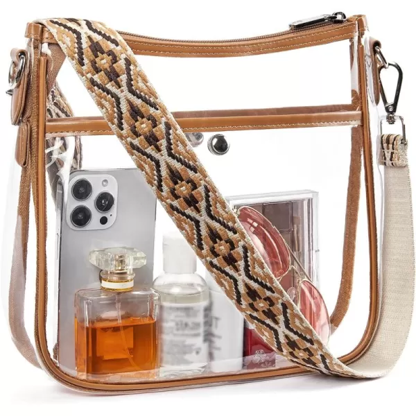 BOSTANTEN Clear Bag for Stadium Events Crossbody Bags Stadium Approved Concert Shoulder Purse with Adjustable Guitar Strap