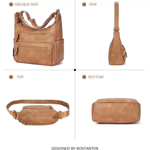 BOSTANTEN Crossbody Purses for Women Soft Vegan Leather Handbags Multi Pocket Shoulder Bag Pocketbooks