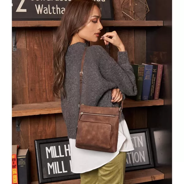 BOSTANTEN Crossbody Purses for Women Soft Vegan Leather Handbags Multi Pocket Shoulder Bag Pocketbooks