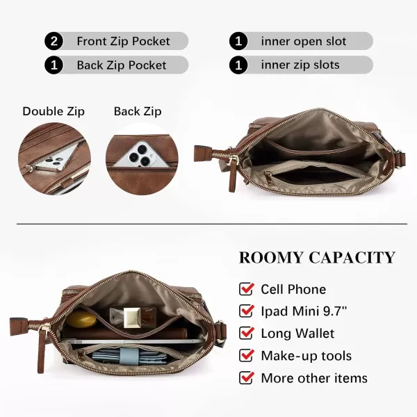 BOSTANTEN Crossbody Purses for Women Soft Vegan Leather Handbags Multi Pocket Shoulder Bag Pocketbooks