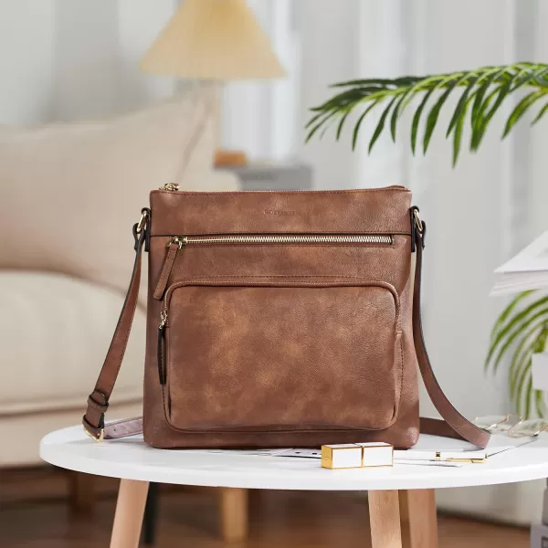 BOSTANTEN Crossbody Purses for Women Soft Vegan Leather Handbags Multi Pocket Shoulder Bag Pocketbooks