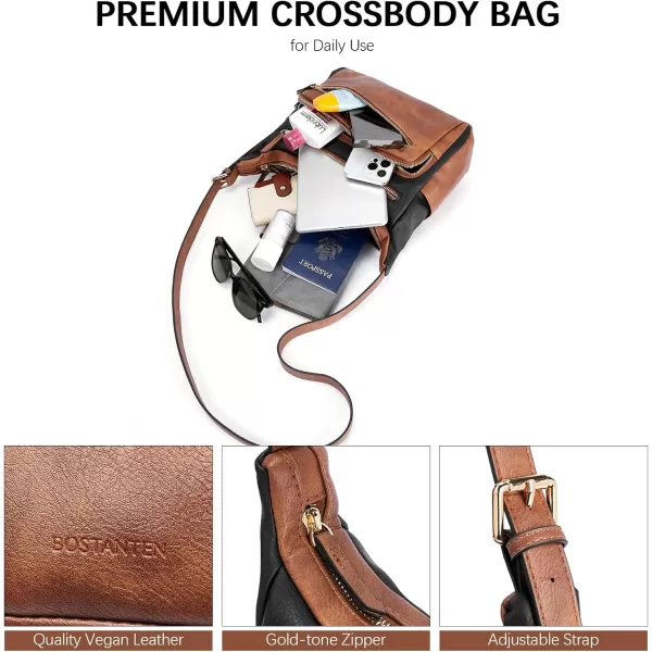 BOSTANTEN Crossbody Purses for Women Soft Vegan Leather Handbags Multi Pocket Shoulder Bag Pocketbooks