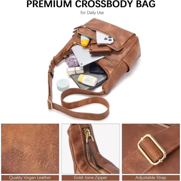BOSTANTEN Crossbody Purses for Women Soft Vegan Leather Handbags Multi Pocket Shoulder Bag Pocketbooks