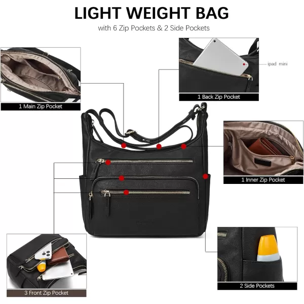 BOSTANTEN Crossbody Purses for Women Soft Vegan Leather Handbags Multi Pocket Shoulder Bag Pocketbooks