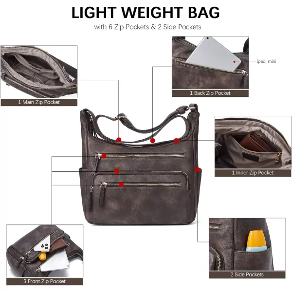 BOSTANTEN Crossbody Purses for Women Soft Vegan Leather Handbags Multi Pocket Shoulder Bag Pocketbooks