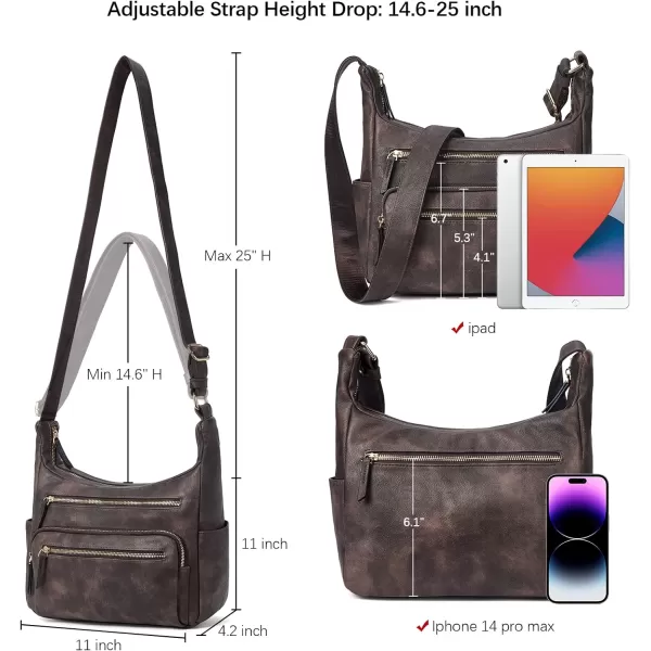 BOSTANTEN Crossbody Purses for Women Soft Vegan Leather Handbags Multi Pocket Shoulder Bag Pocketbooks
