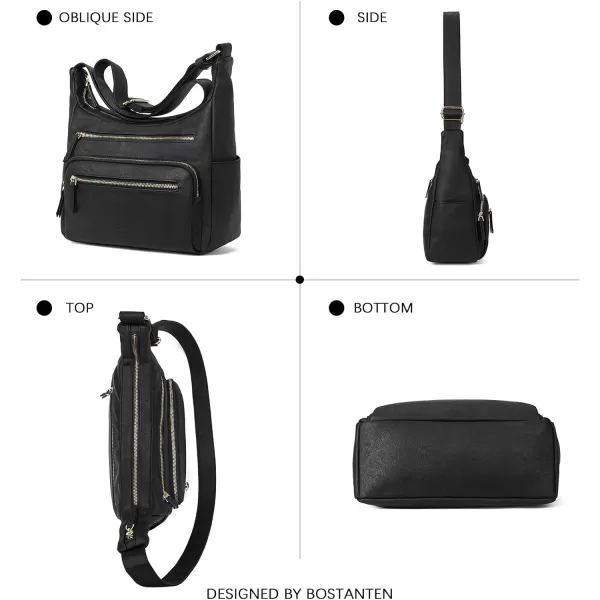 BOSTANTEN Crossbody Purses for Women Soft Vegan Leather Handbags Multi Pocket Shoulder Bag Pocketbooks