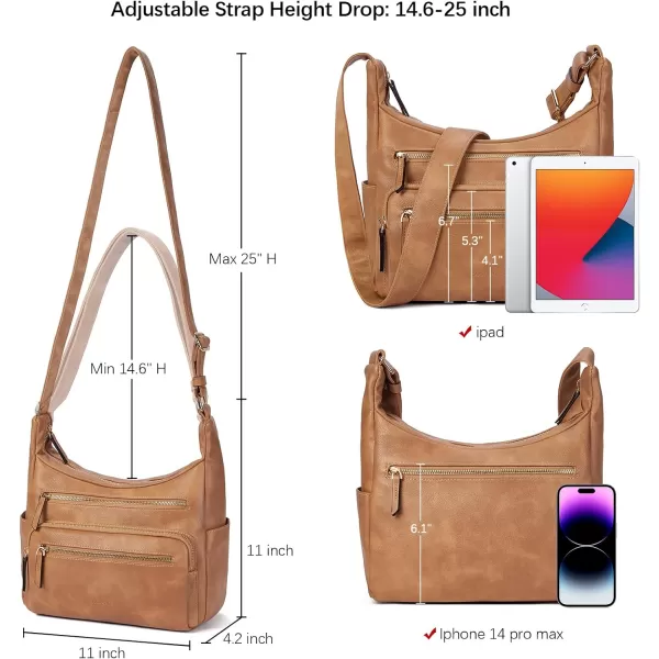 BOSTANTEN Crossbody Purses for Women Soft Vegan Leather Handbags Multi Pocket Shoulder Bag Pocketbooks