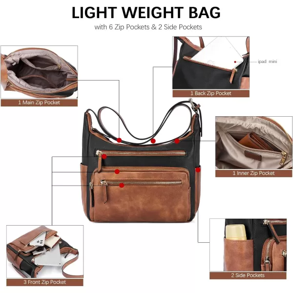 BOSTANTEN Crossbody Purses for Women Soft Vegan Leather Handbags Multi Pocket Shoulder Bag Pocketbooks