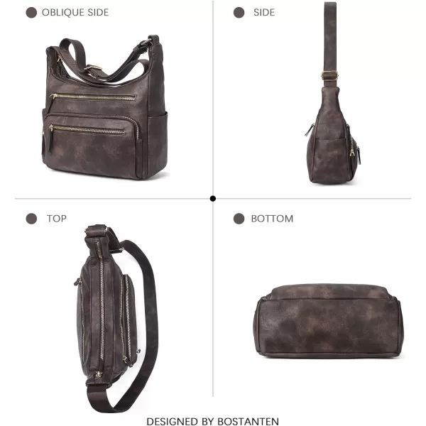 BOSTANTEN Crossbody Purses for Women Soft Vegan Leather Handbags Multi Pocket Shoulder Bag Pocketbooks