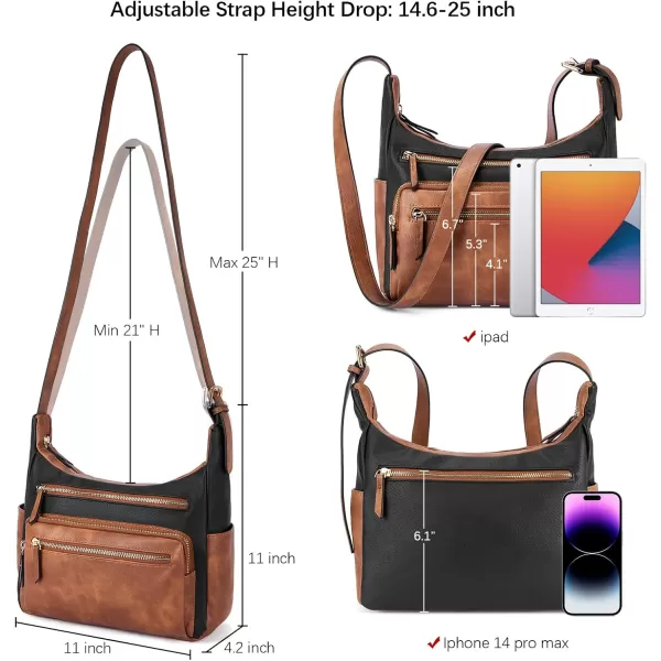 BOSTANTEN Crossbody Purses for Women Soft Vegan Leather Handbags Multi Pocket Shoulder Bag Pocketbooks