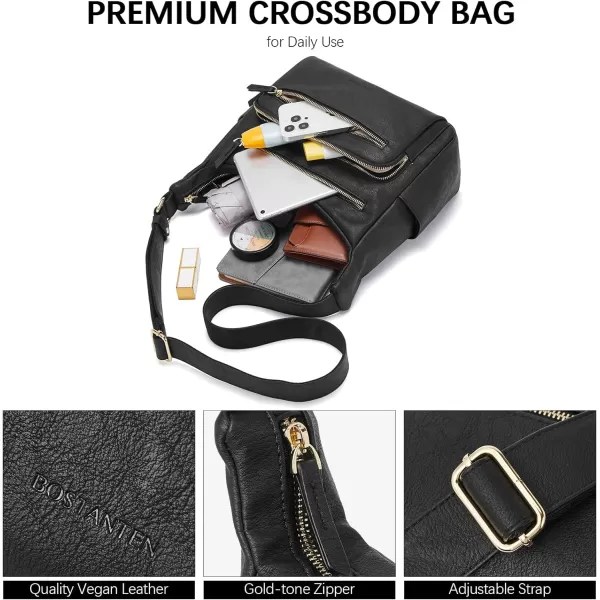 BOSTANTEN Crossbody Purses for Women Soft Vegan Leather Handbags Multi Pocket Shoulder Bag Pocketbooks