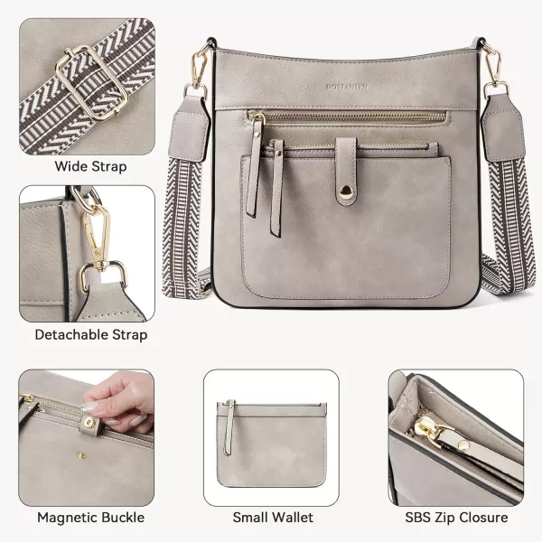 BOSTANTEN Crossbody Purses for Women Trendy Double Zipper Shoulder Handbags with Adjustable Guitar Strap Medium