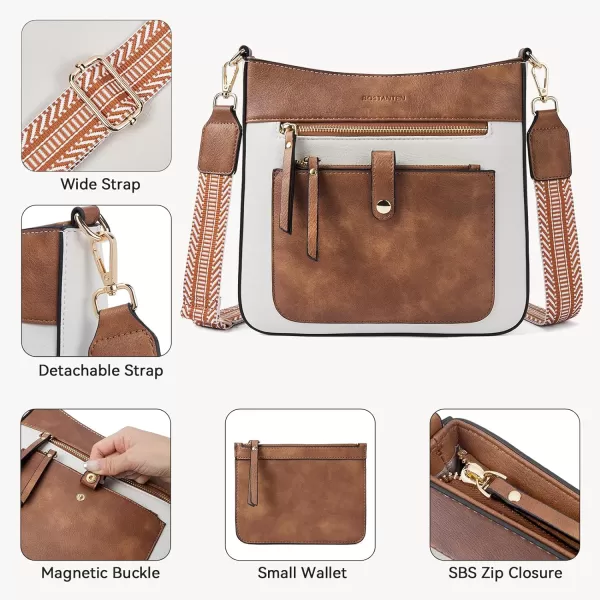 BOSTANTEN Crossbody Purses for Women Trendy Double Zipper Shoulder Handbags with Adjustable Guitar Strap Medium