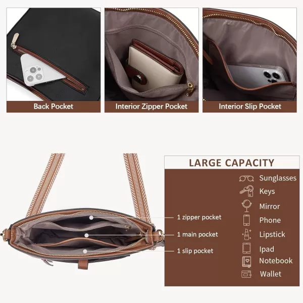 BOSTANTEN Crossbody Purses for Women Trendy Double Zipper Shoulder Handbags with Adjustable Guitar Strap Medium