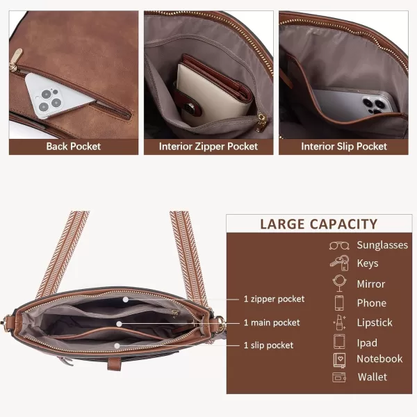 BOSTANTEN Crossbody Purses for Women Trendy Double Zipper Shoulder Handbags with Adjustable Guitar Strap Medium