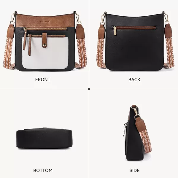 BOSTANTEN Crossbody Purses for Women Trendy Double Zipper Shoulder Handbags with Adjustable Guitar Strap Medium