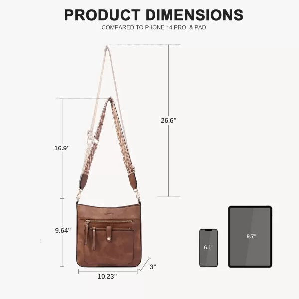 BOSTANTEN Crossbody Purses for Women Trendy Double Zipper Shoulder Handbags with Adjustable Guitar Strap Medium