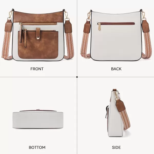 BOSTANTEN Crossbody Purses for Women Trendy Double Zipper Shoulder Handbags with Adjustable Guitar Strap Medium