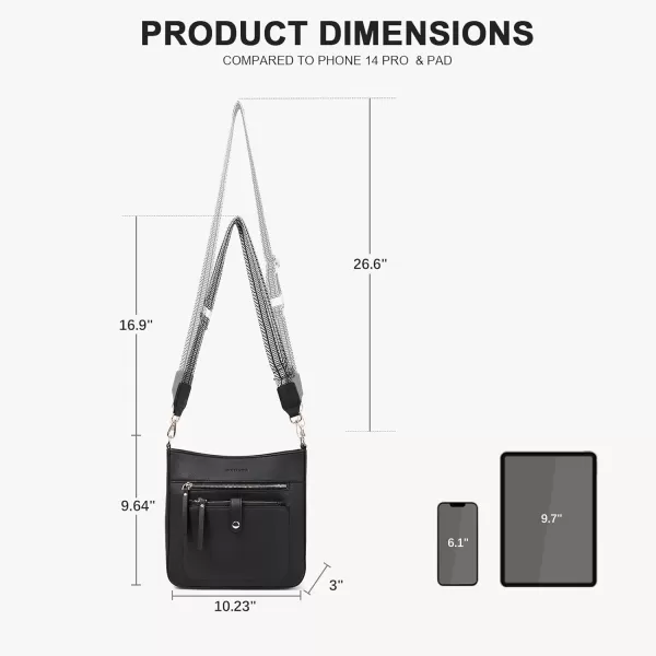 BOSTANTEN Crossbody Purses for Women Trendy Double Zipper Shoulder Handbags with Adjustable Guitar Strap Medium