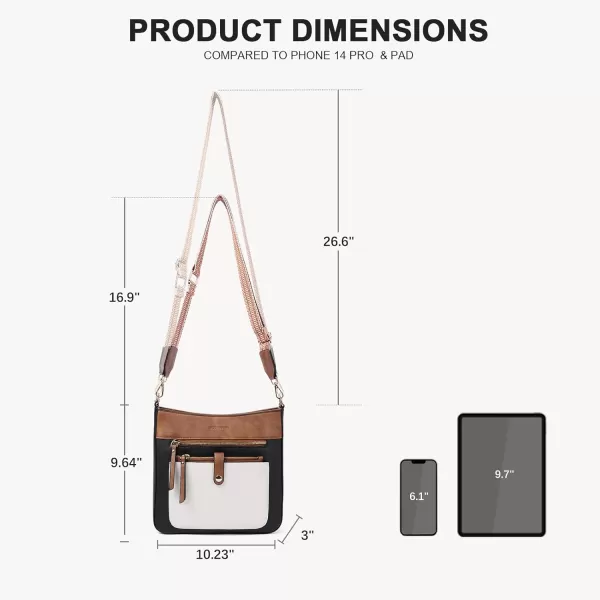 BOSTANTEN Crossbody Purses for Women Trendy Double Zipper Shoulder Handbags with Adjustable Guitar Strap Medium