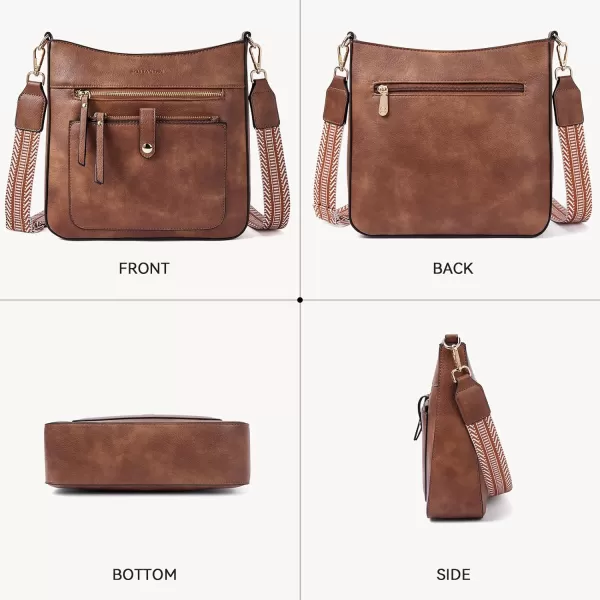 BOSTANTEN Crossbody Purses for Women Trendy Double Zipper Shoulder Handbags with Adjustable Guitar Strap Medium