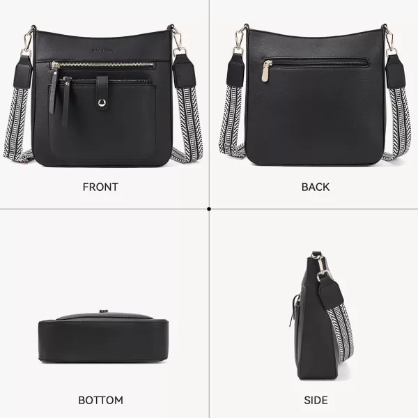 BOSTANTEN Crossbody Purses for Women Trendy Double Zipper Shoulder Handbags with Adjustable Guitar Strap Medium