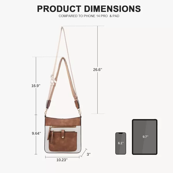 BOSTANTEN Crossbody Purses for Women Trendy Double Zipper Shoulder Handbags with Adjustable Guitar Strap Medium