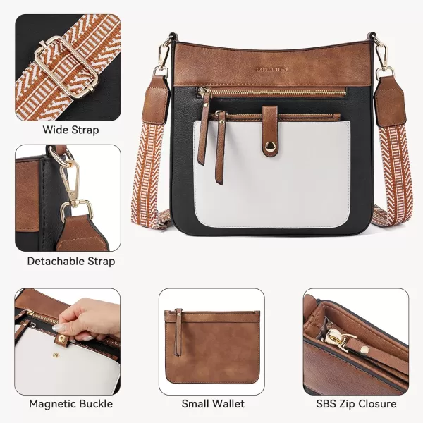 BOSTANTEN Crossbody Purses for Women Trendy Double Zipper Shoulder Handbags with Adjustable Guitar Strap Medium