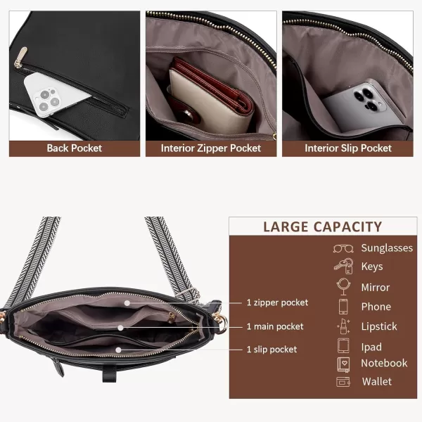 BOSTANTEN Crossbody Purses for Women Trendy Double Zipper Shoulder Handbags with Adjustable Guitar Strap Medium